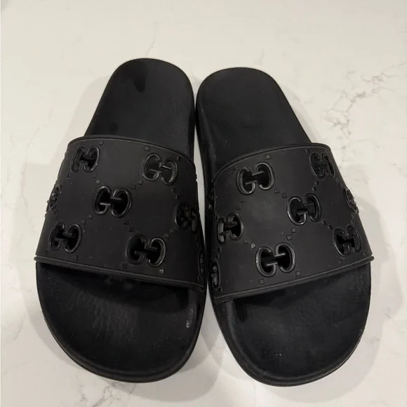 Gucci Black Logo Slide Sandals - Picture 4 of 4